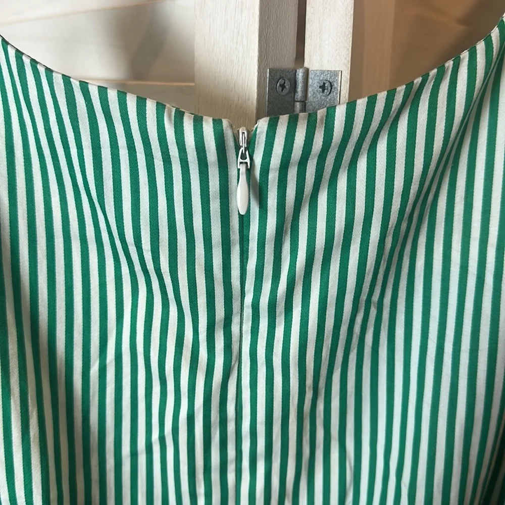 BB Dakota Green and White Striped V Neck Dress With Belt - Picture 6 of 7